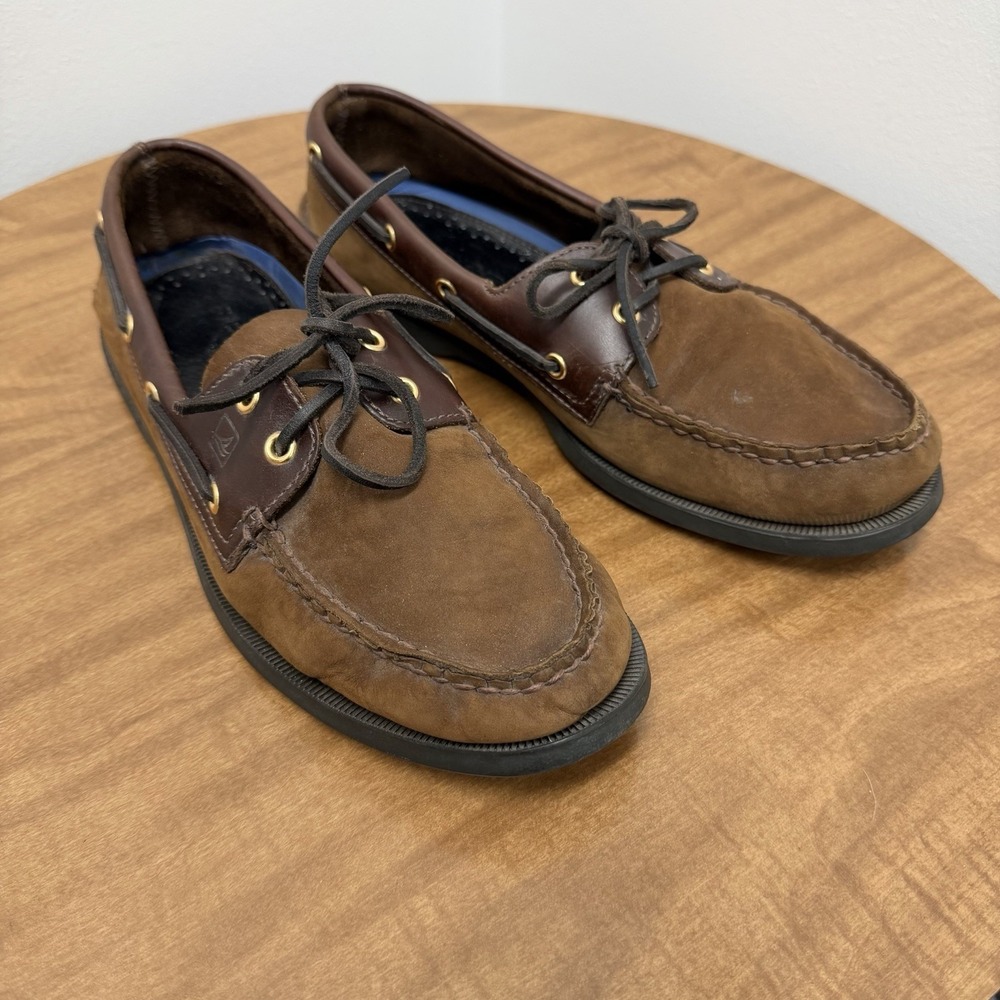 Sperry‎ Top-Sider Boat Shoes Men's 11 M Brown Leather 2-Eye Lace Up Casual Deck